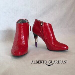 Alberto Guardiani Lipstick Heels Leather Side Zip Ankle Boots